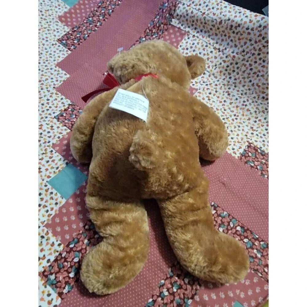 1997 Mall Of America Brown Teddy Bear with Red Bow, 12 Inches Long
